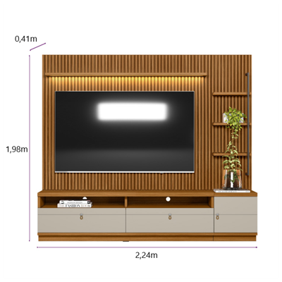 CJ MODULAR OURO PT NATURE/OFF WHITE-RACK+PAINEL COD 658.031
